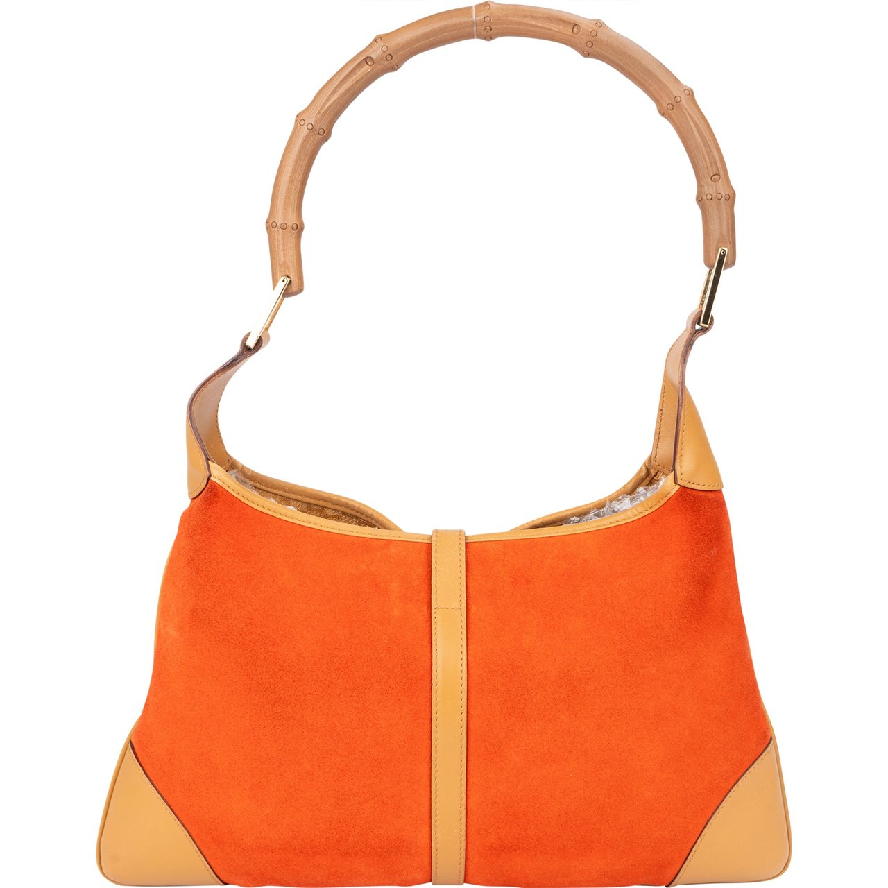 Gucci Gucci Orange Suede Bamboo Jackie Shoulder Bag Oranje