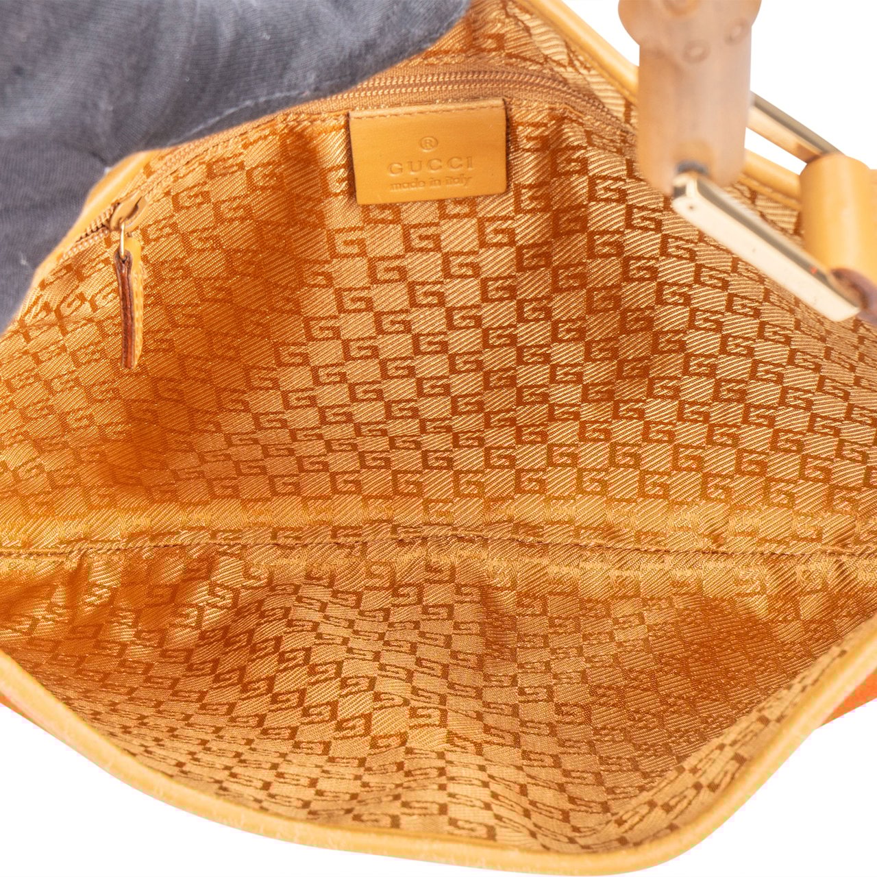 Gucci Gucci Orange Suede Bamboo Jackie Shoulder Bag Oranje
