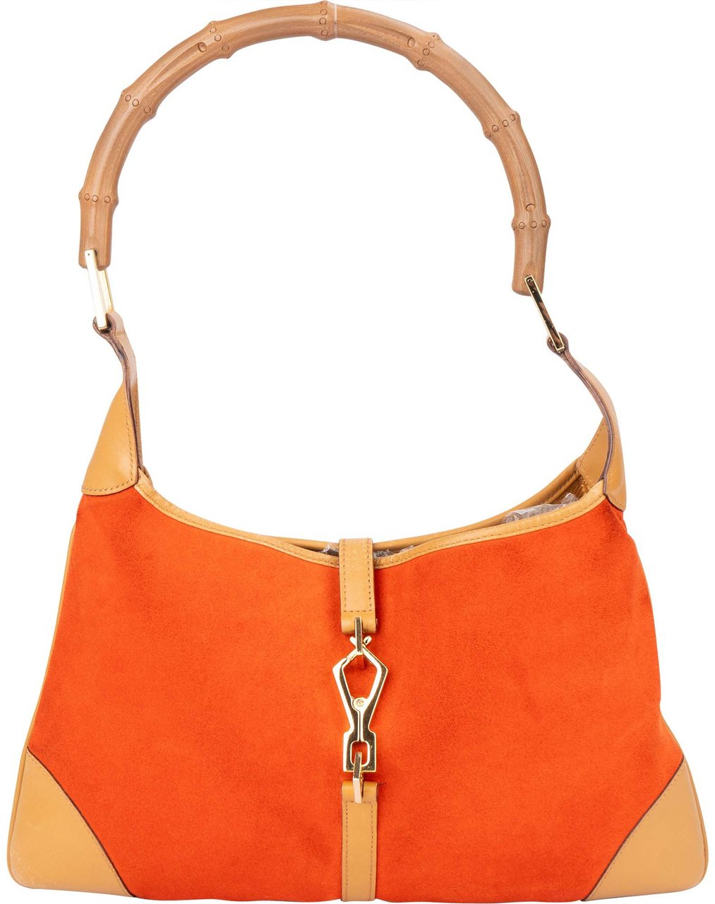 Gucci Gucci Orange Suede Bamboo Jackie Shoulder Bag Oranje