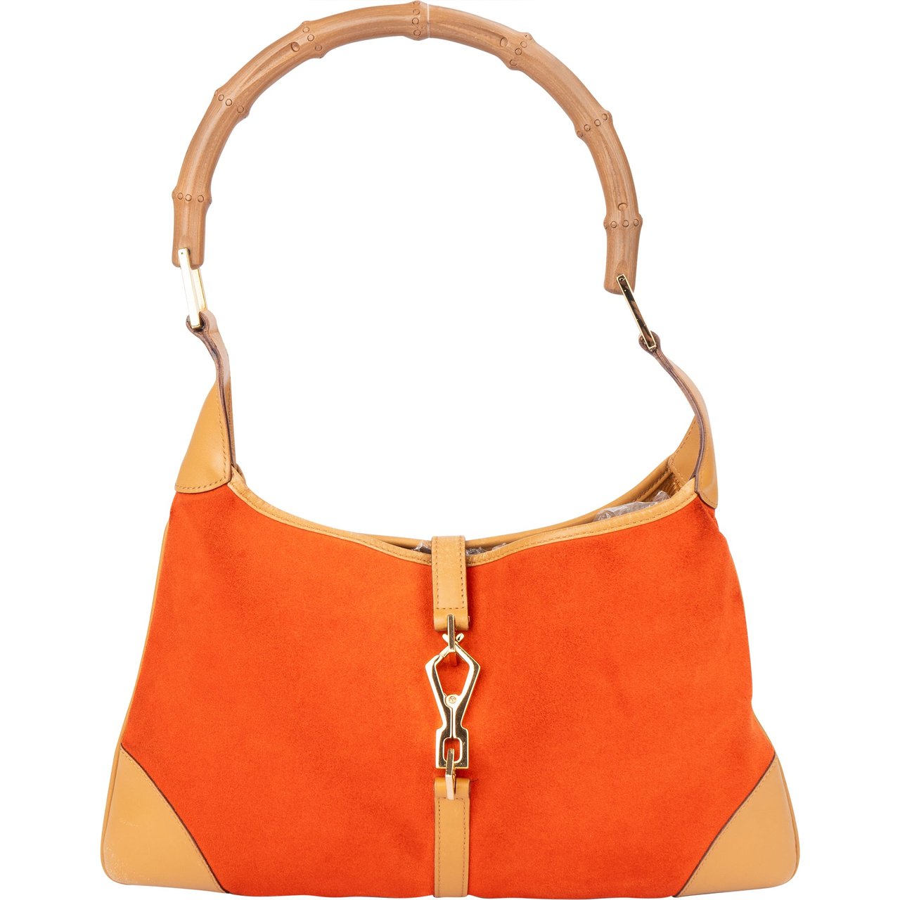 Gucci Gucci Orange Suede Bamboo Jackie Shoulder Bag Oranje