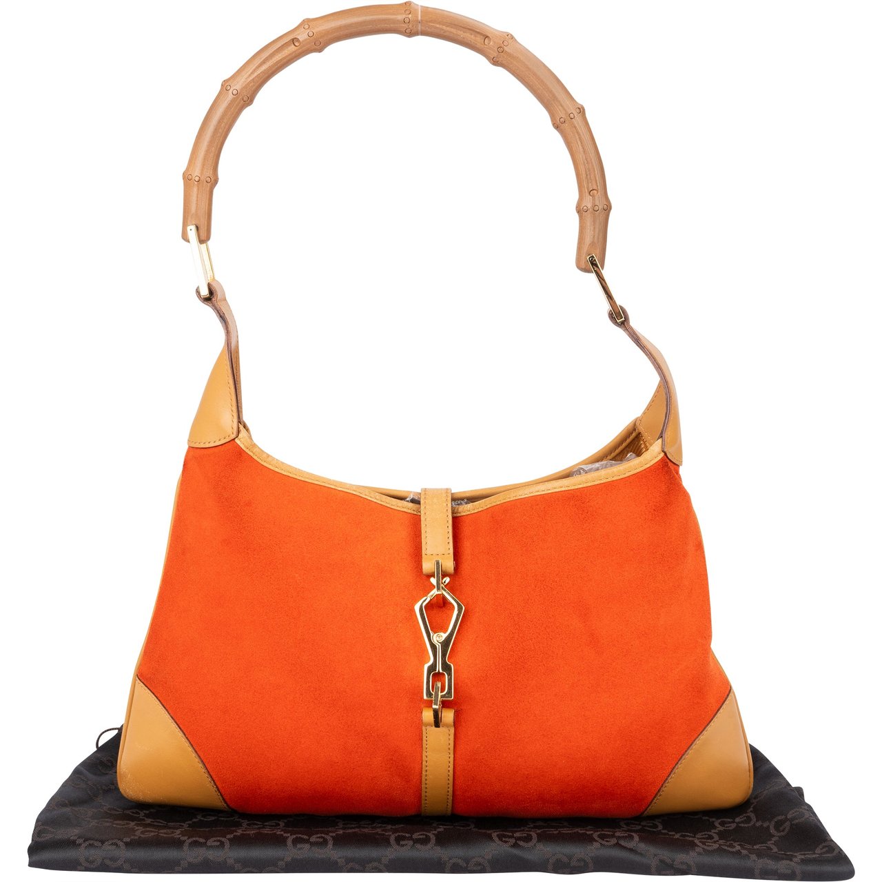 Gucci Gucci Orange Suede Bamboo Jackie Shoulder Bag Oranje
