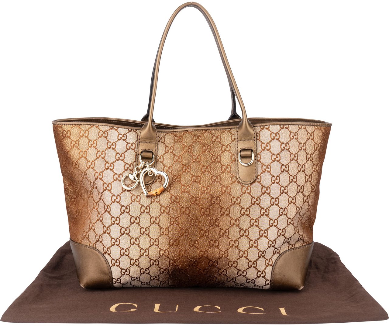 Gucci GG Monogram Charms Handbag Bruin