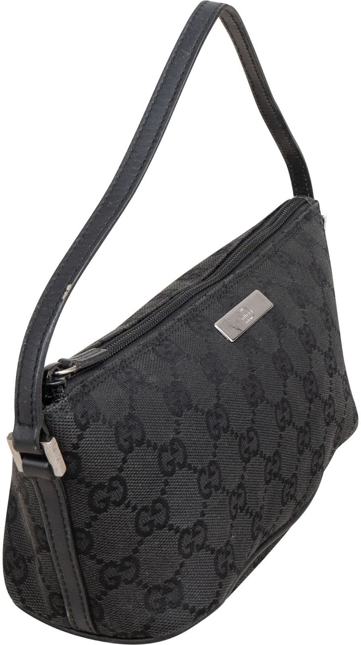 Gucci Monogram GG Canvas Pochette Boat Handbag Zwart