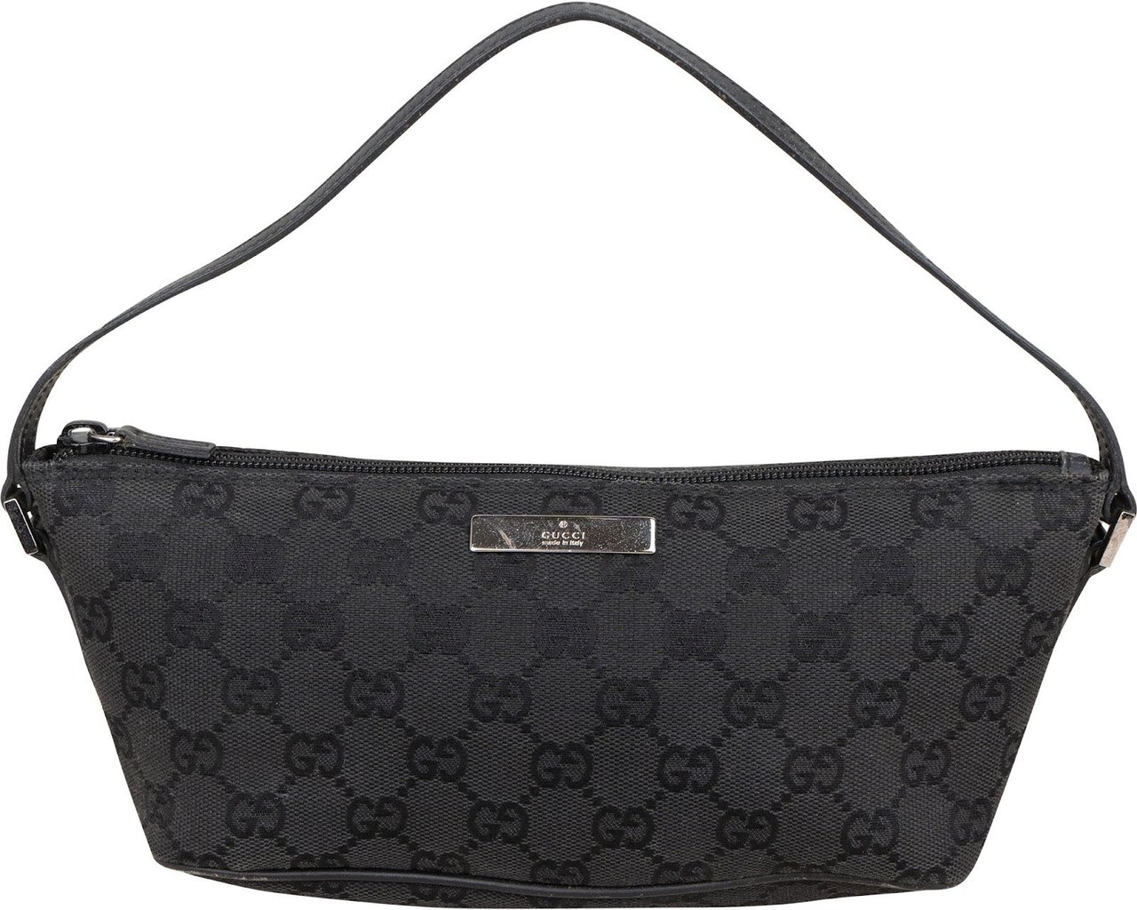 Gucci Monogram GG Canvas Pochette Boat Handbag Zwart