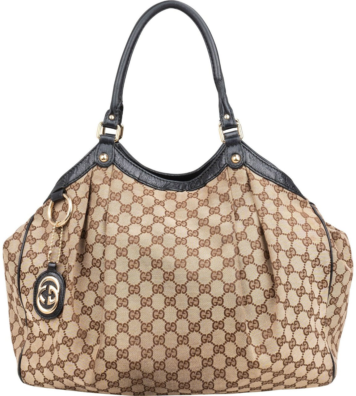 Gucci Monogram GG Canvas Big Sukey Tote Shoulder Bag Beige