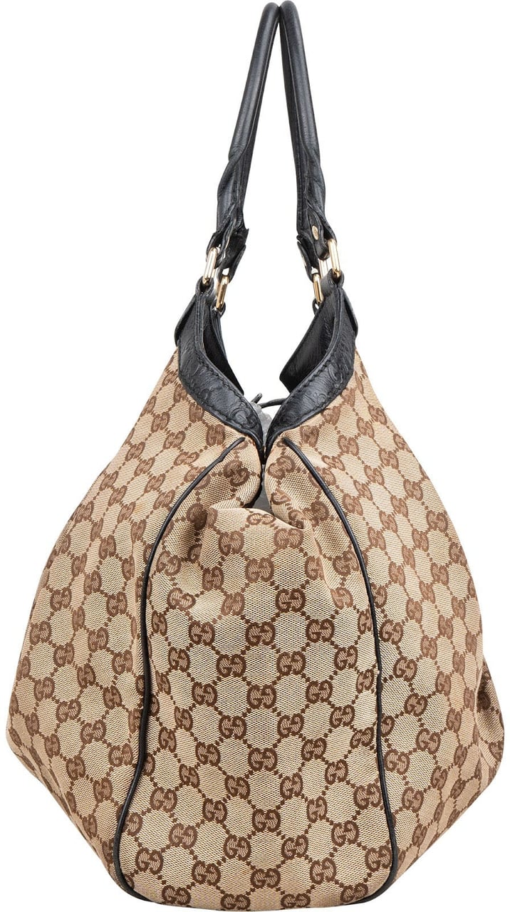 Gucci Monogram GG Canvas Big Sukey Tote Shoulder Bag Beige