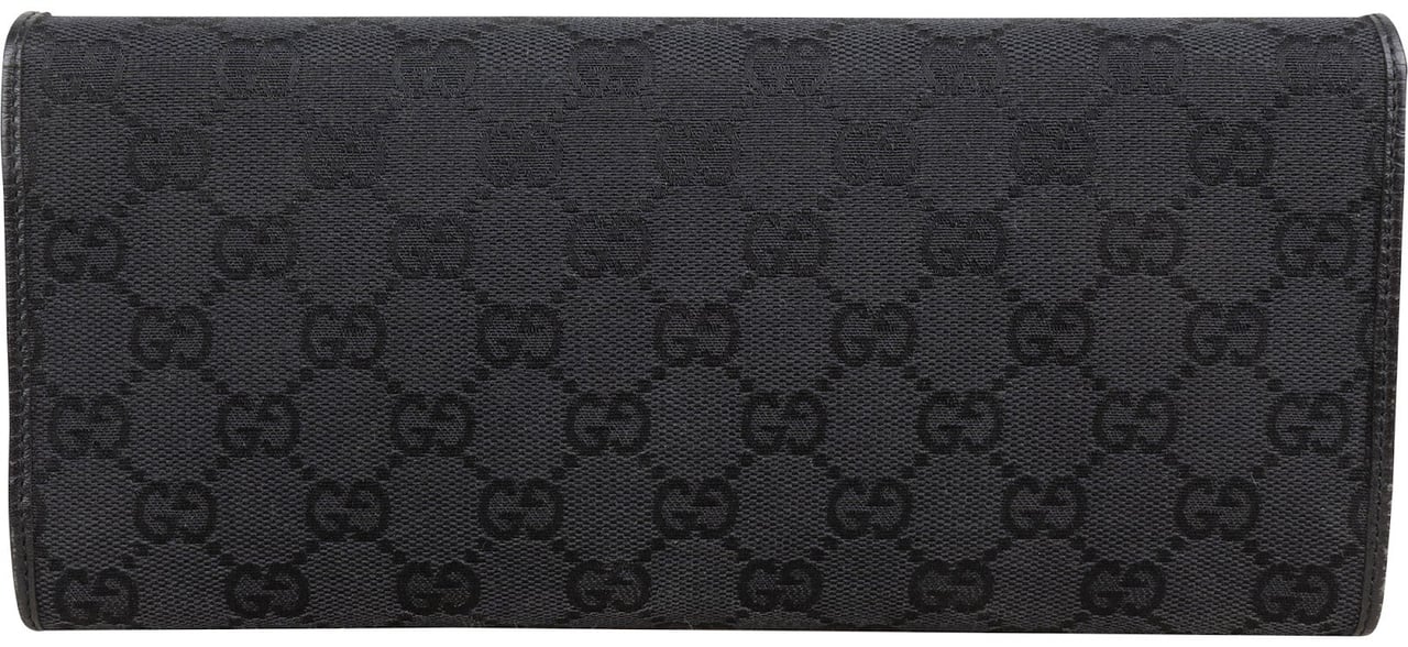 Gucci Monogram GG Canvas Bamboo Clutch Bag Zwart