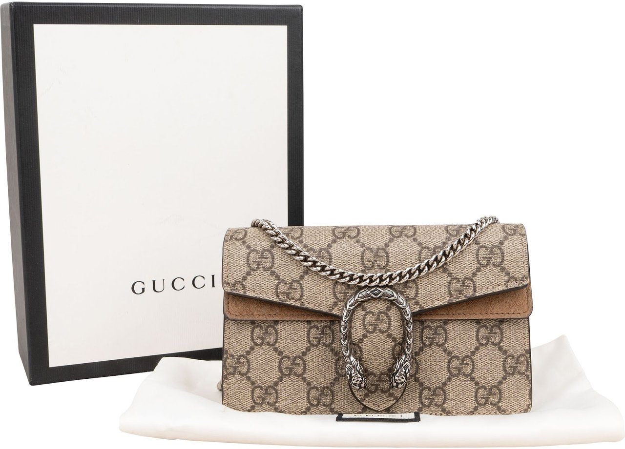 Gucci Monogram GG Supreme Canvas Dionysus Super Mini Crossbody Bag Beige