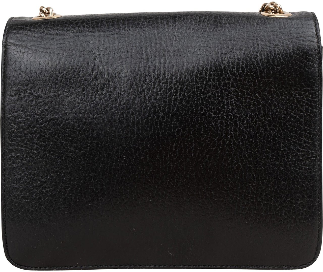 Gucci Grained Leather Interlocking GG Small Shoulder Crossbody Bag Zwart