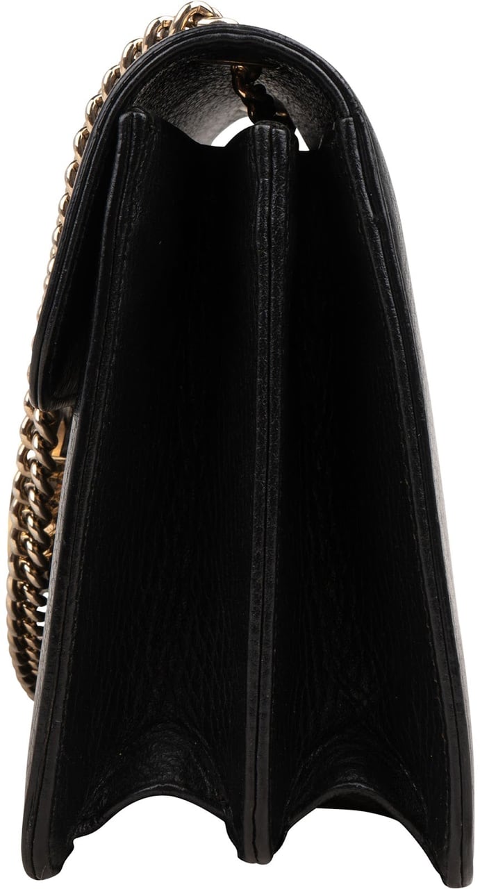 Gucci Grained Leather Interlocking GG Small Shoulder Crossbody Bag Zwart