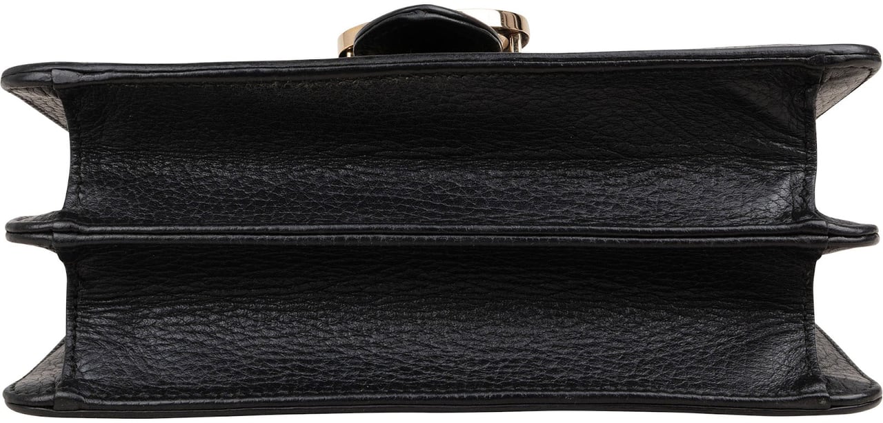 Gucci Grained Leather Interlocking GG Small Shoulder Crossbody Bag Zwart