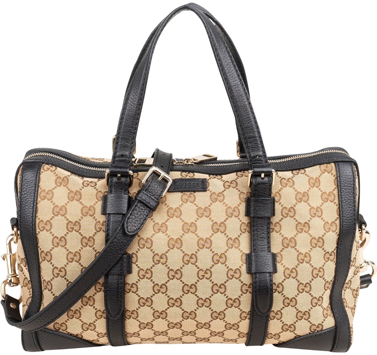 Gucci Monogram GG Canvas Boston Handbag Beige