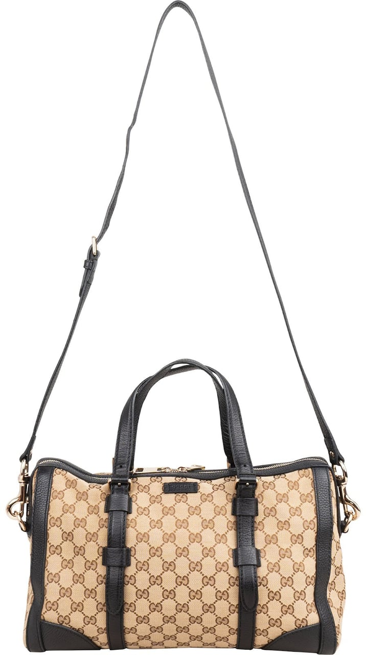 Gucci Monogram GG Canvas Boston Handbag Beige