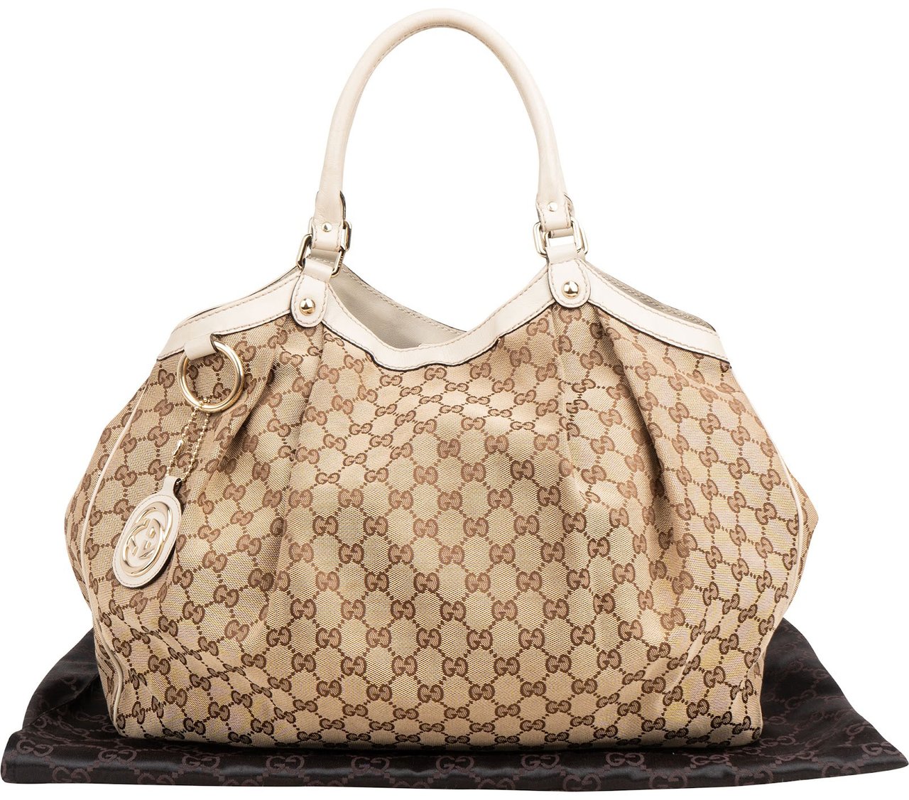 Gucci Monogram GG Canvas Sukey Shoulder Bag Beige