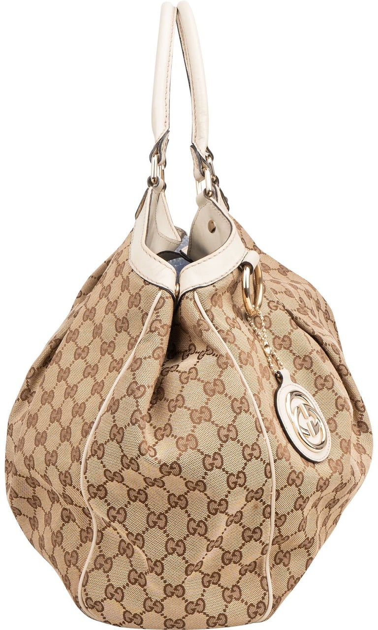 Gucci Monogram GG Canvas Sukey Shoulder Bag Beige