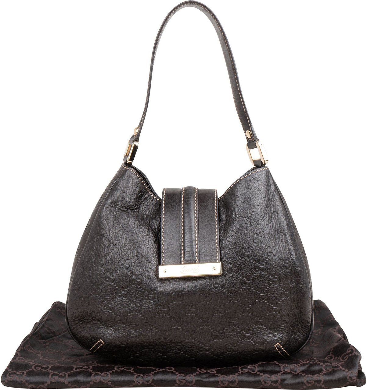 Gucci Guccissima Leather Hobo Shoulder Bag Bruin