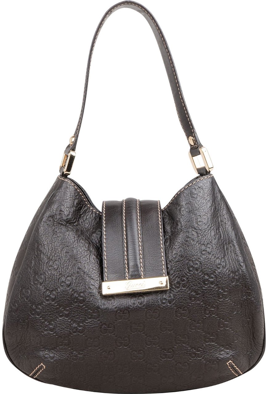 Gucci Guccissima Leather Hobo Shoulder Bag Bruin