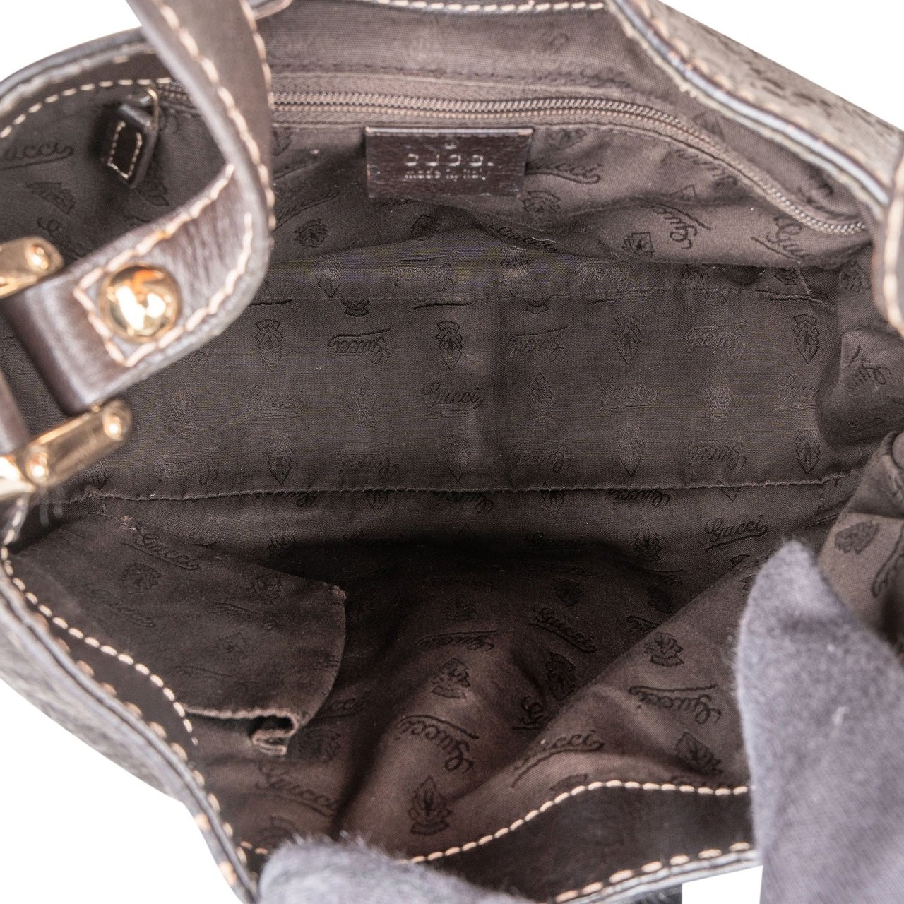 Gucci Guccissima Leather Hobo Shoulder Bag Bruin
