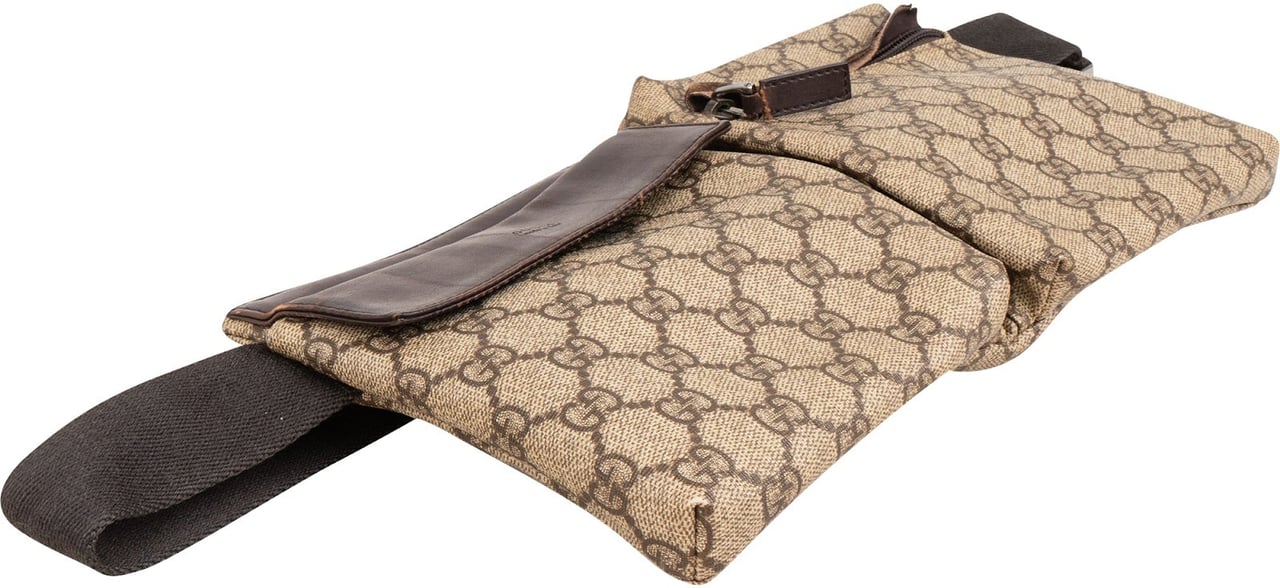 Gucci Monogram GG Supreme Canvas Belt Crossbody Bag Beige