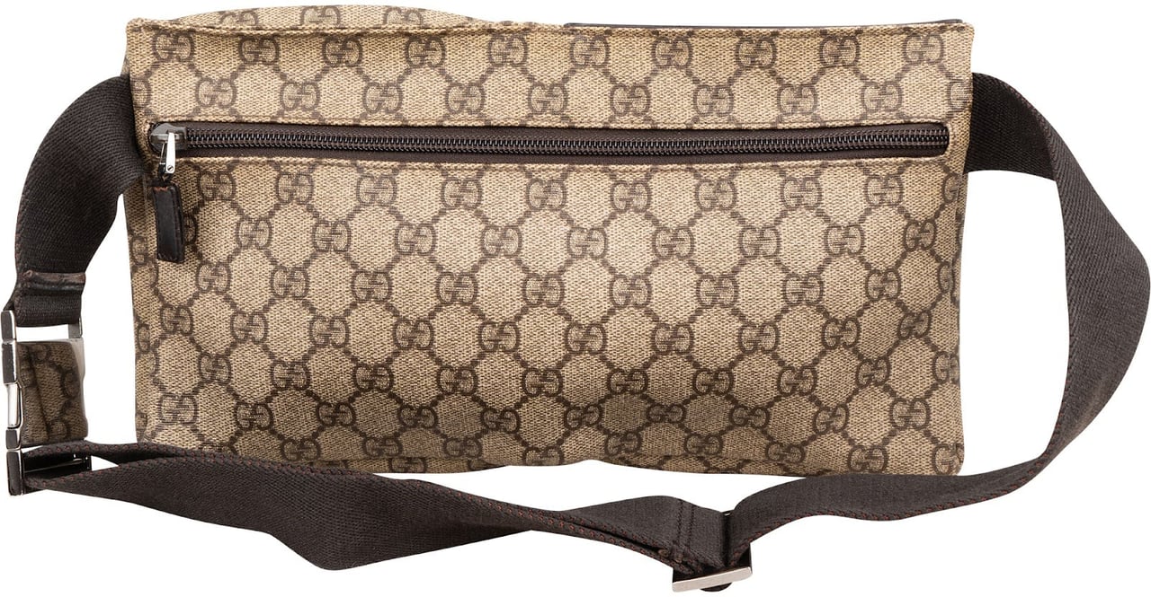 Gucci Monogram GG Supreme Canvas Belt Crossbody Bag Beige