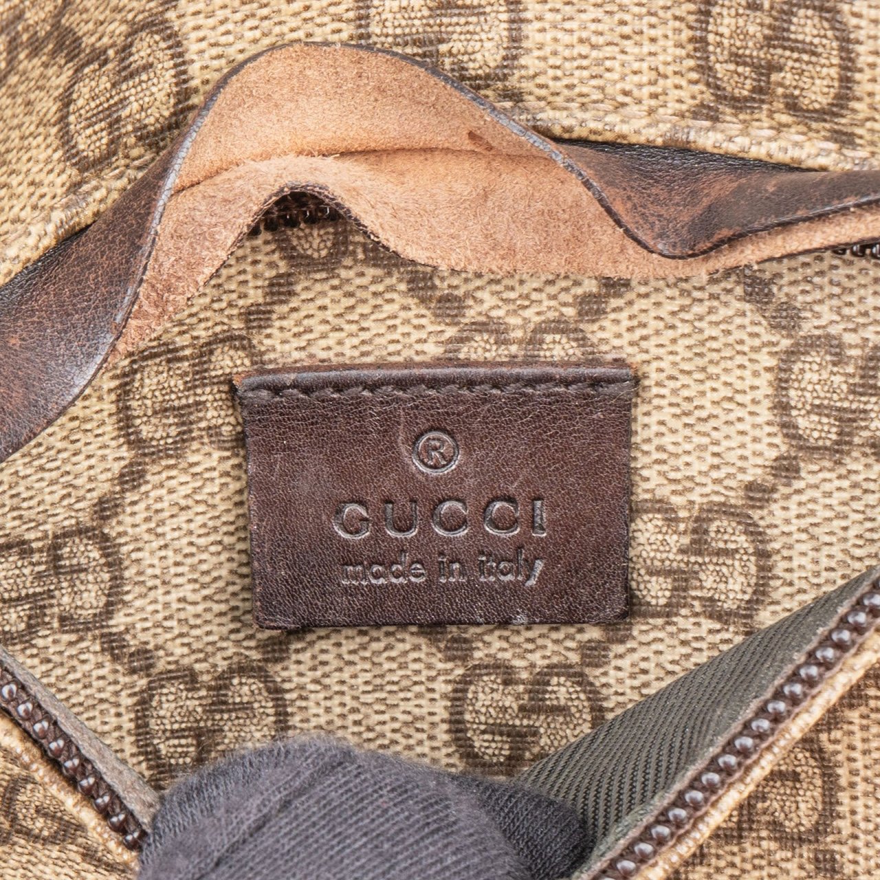 Gucci Monogram GG Supreme Canvas Belt Crossbody Bag Beige