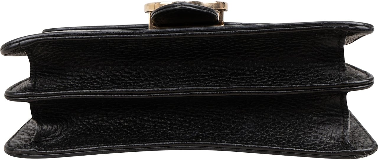 Gucci Grained Leather Small Interlocking GG Shoulder Crossbody Bag Zwart