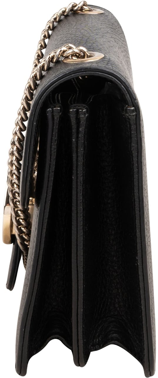 Gucci Grained Leather Small Interlocking GG Shoulder Crossbody Bag Zwart