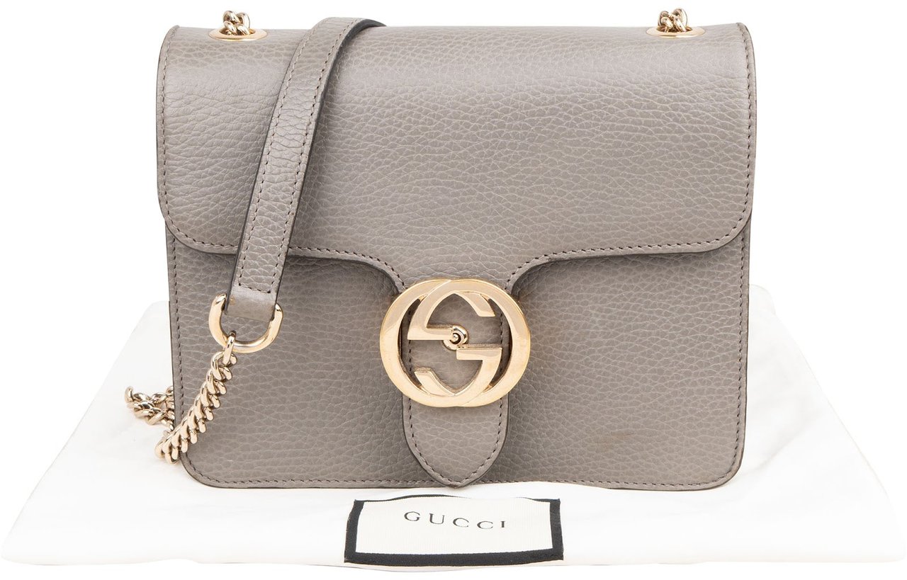 Gucci Grained Calfskin Interlocking GG Shoulder Crossbody Bag Divers