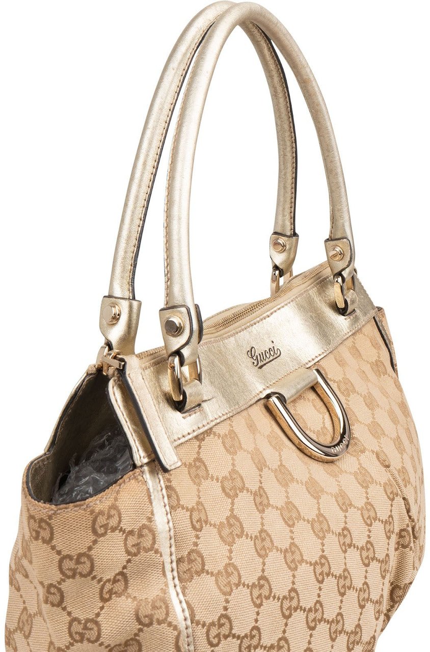Gucci Monogram GG Canvas Abbey D-Ring Shoulder Bag Beige