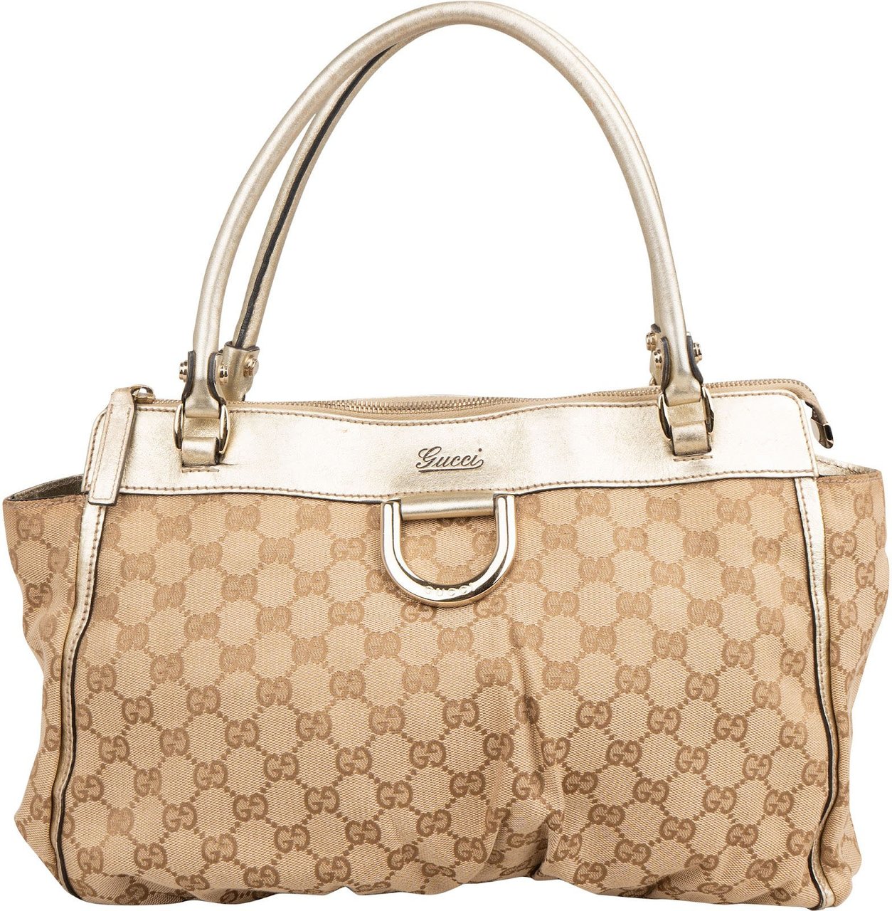 Gucci Monogram GG Canvas Abbey D-Ring Shoulder Bag Beige
