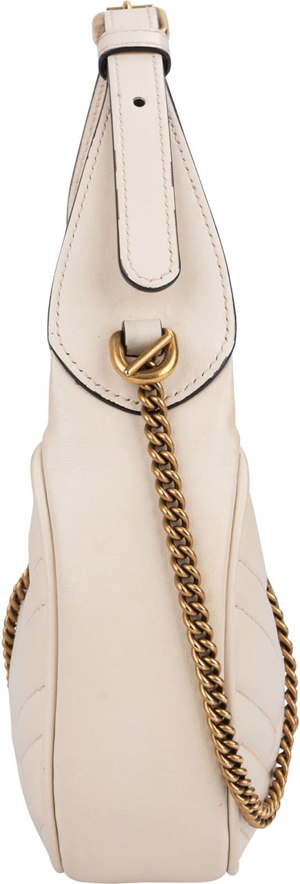 Gucci Quilted Leather GG Marmont Half-Moon Mini Shoulder Bag Wit