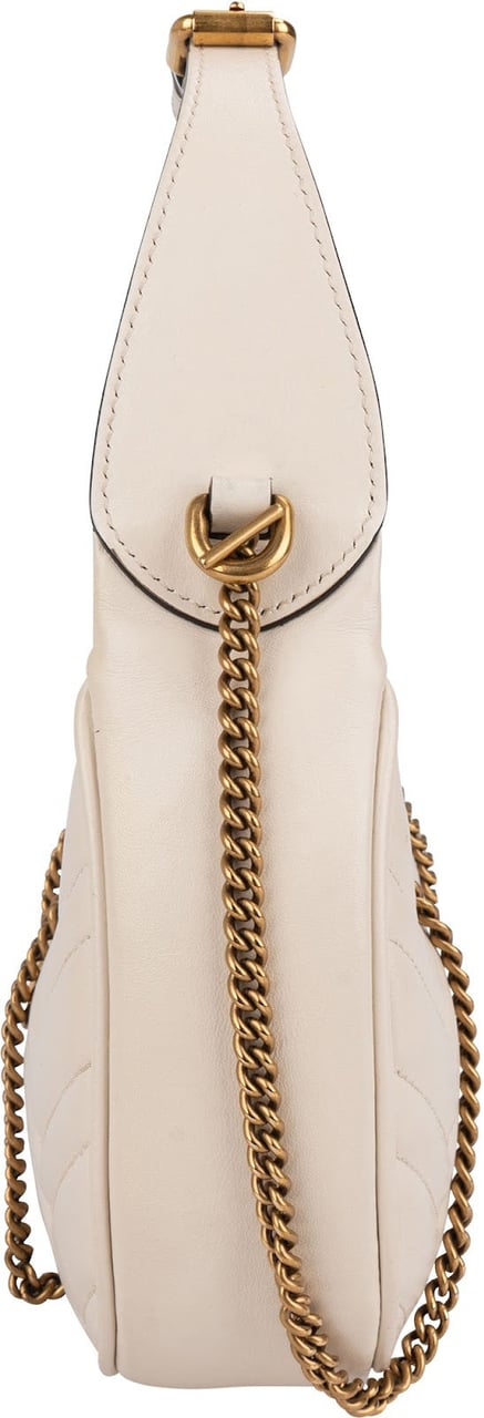 Gucci Quilted Leather GG Marmont Half-Moon Mini Shoulder Bag Wit