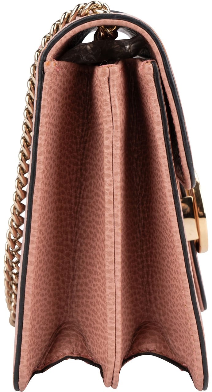 Gucci Grained Leather Interlocking GG Shoulder Crossbody Bag Roze
