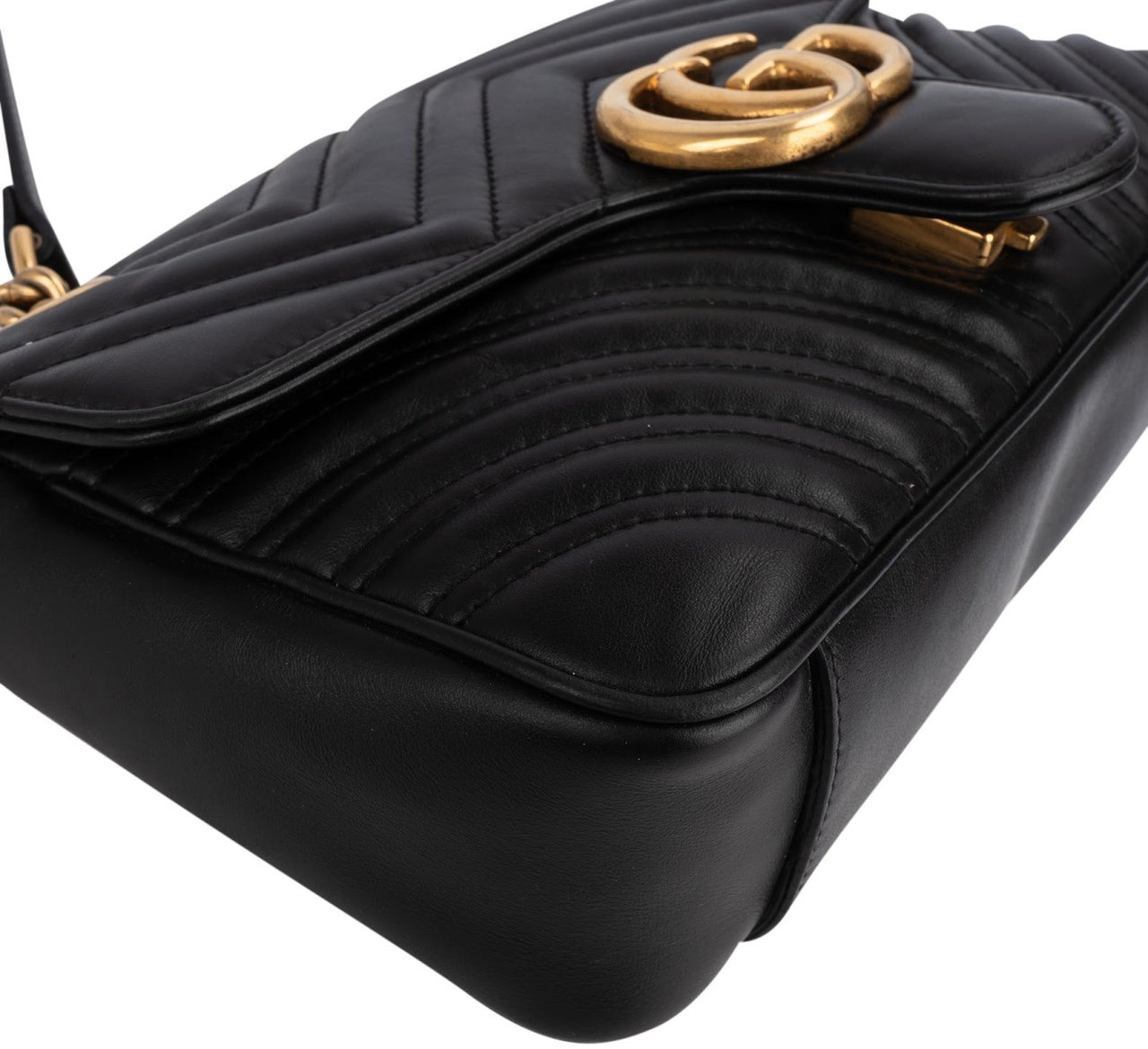 Gucci Matelassé Leather GG Marmont Shoulder Crossbody Bag Zwart