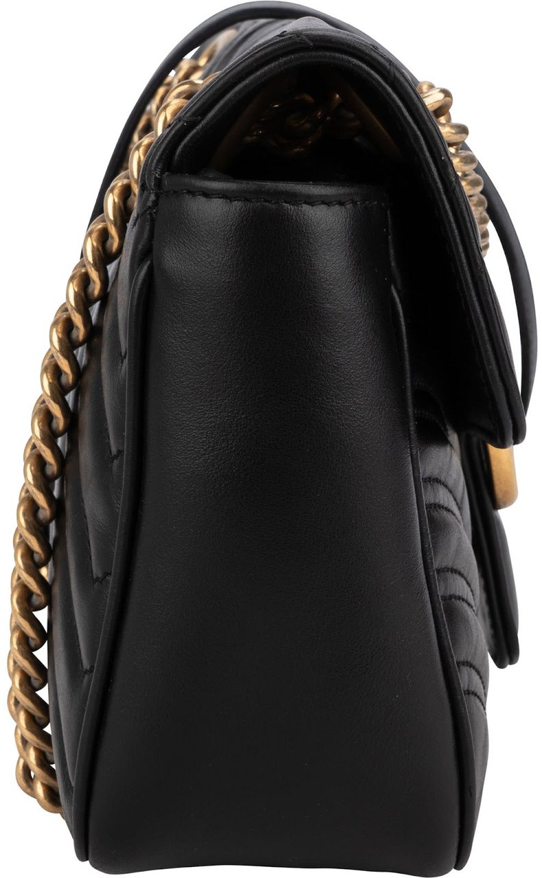 Gucci Matelassé Leather GG Marmont Shoulder Crossbody Bag Zwart