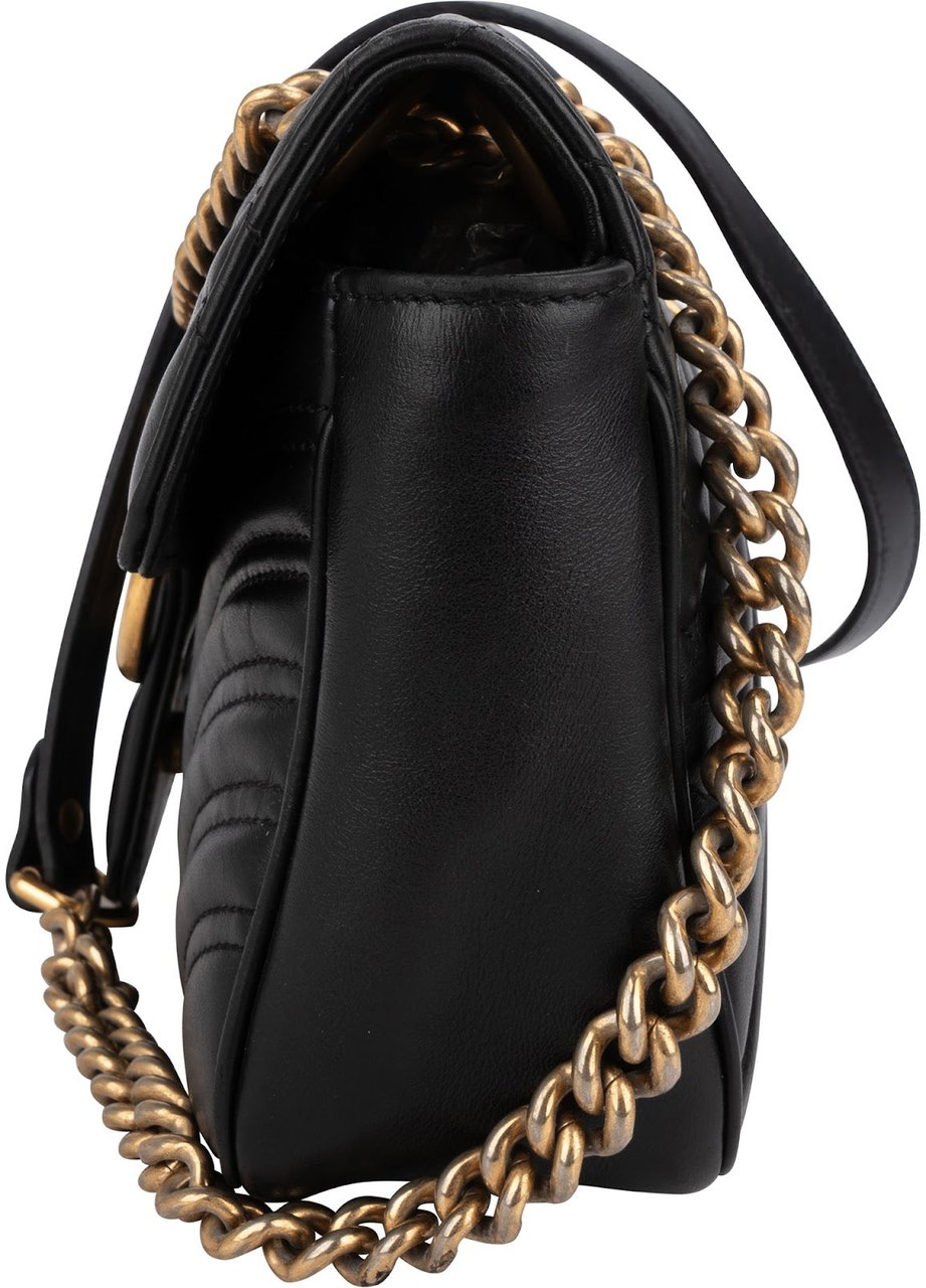 Gucci Matelassé Leather GG Marmont Shoulder Crossbody Bag Zwart