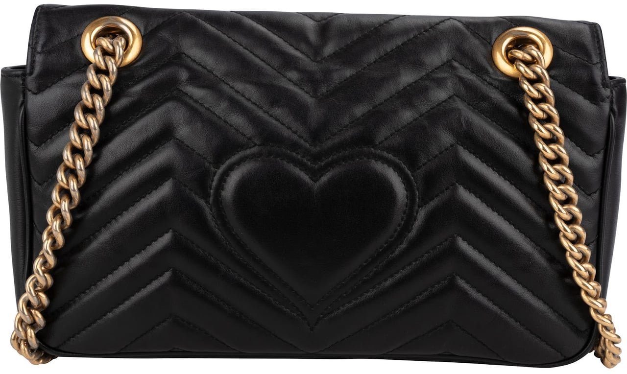 Gucci Matelassé Leather GG Marmont Shoulder Crossbody Bag Zwart