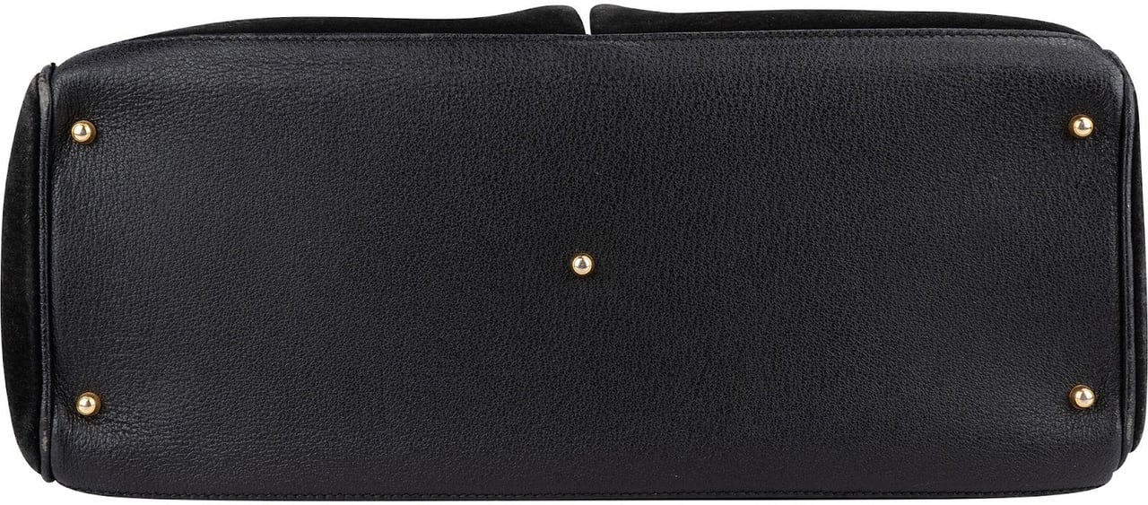 Gucci Suede Bamboo Handle Tote Handbag Zwart