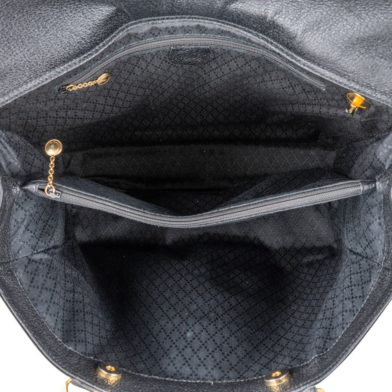 Gucci Suede Bamboo Handle Tote Handbag Zwart