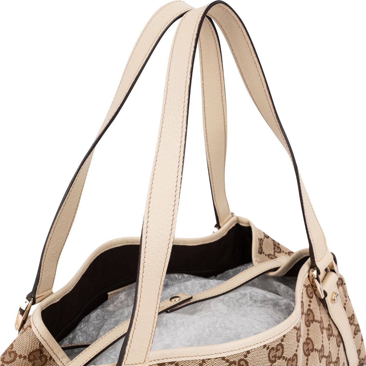 Gucci Monogram GG Canvas Abbey D-Ring Shoulder Bag Beige