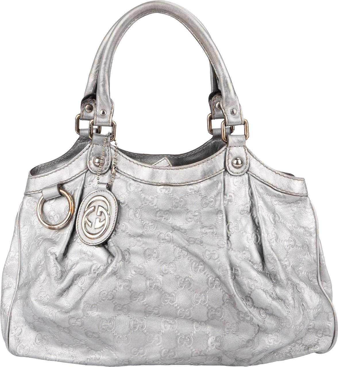 Gucci Guccissima Leather Sukey Handbag Zilver