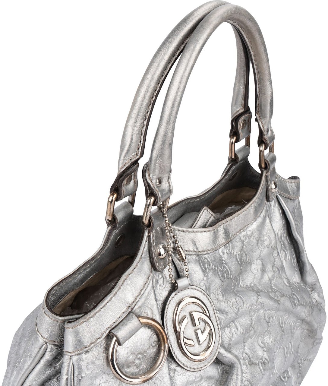 Gucci Guccissima Leather Sukey Handbag Zilver