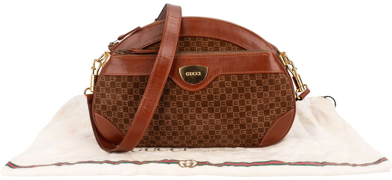 Gucci Suede Micro G Crossbody Bag Bruin