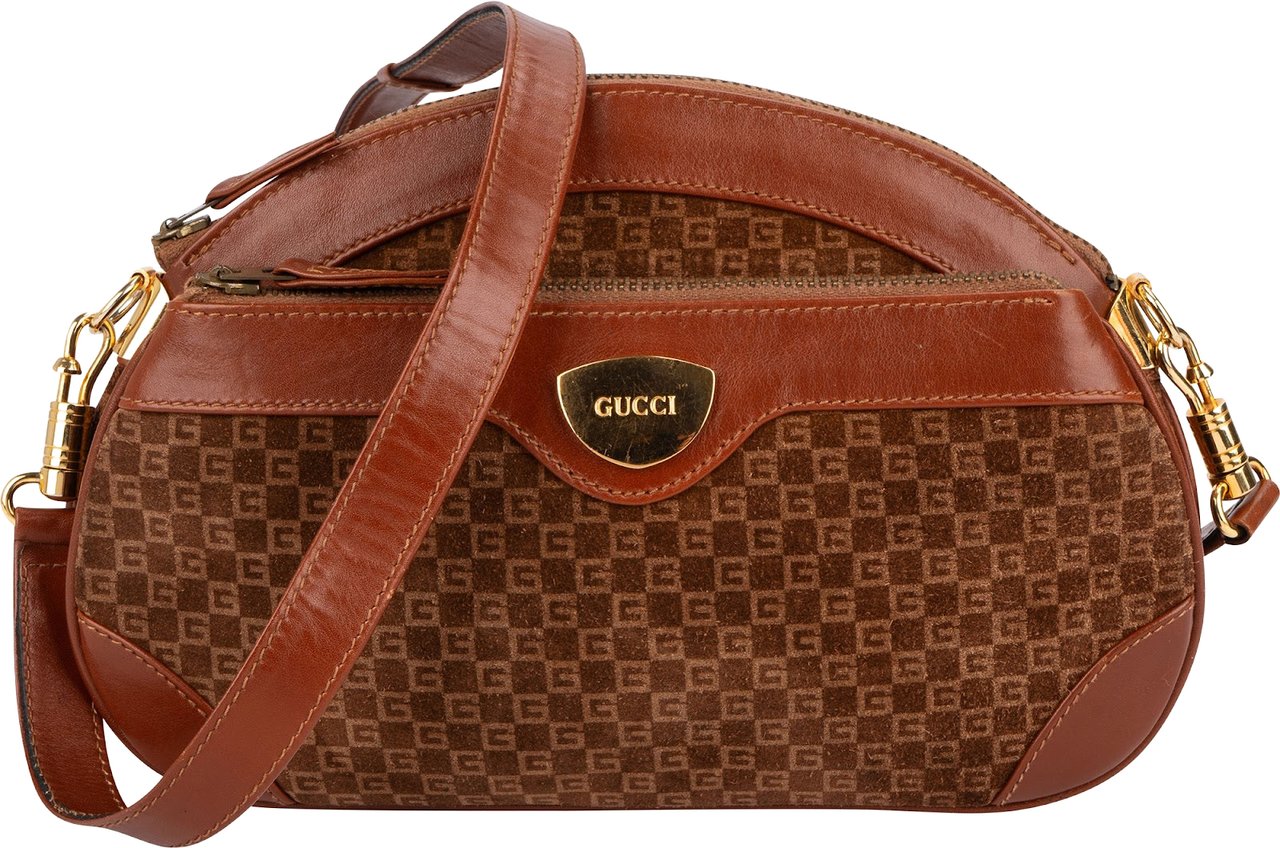 Gucci Suede Micro G Crossbody Bag Bruin