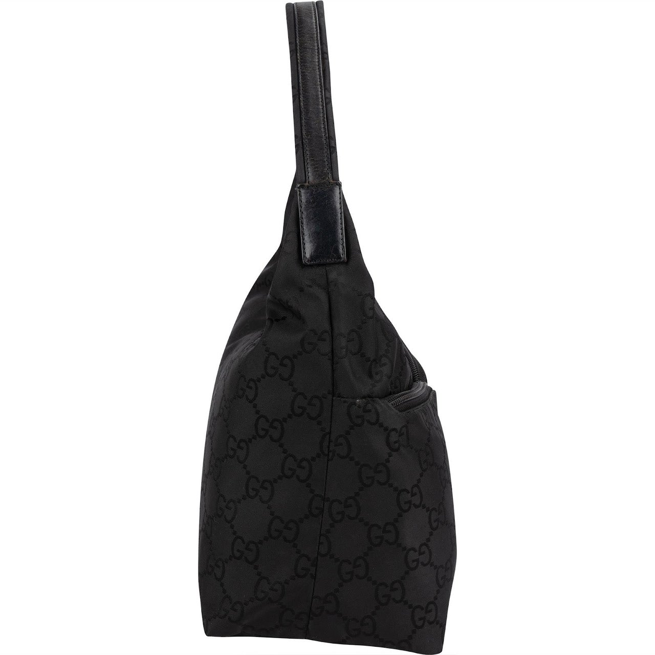 Gucci Monogram GG Canvas Twin Pocket Hobo Shoulder Bag Zwart