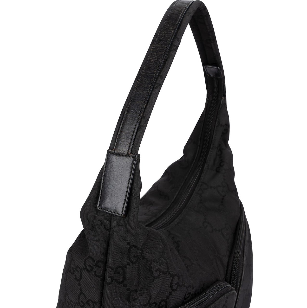 Gucci Monogram GG Canvas Twin Pocket Hobo Shoulder Bag Zwart