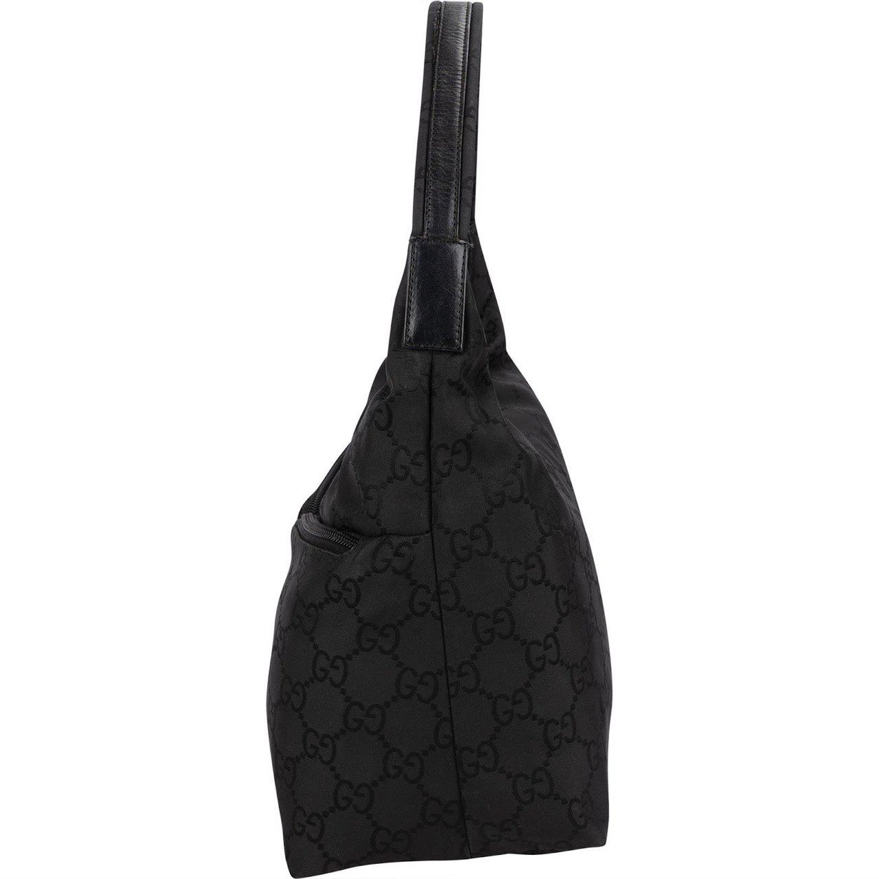 Gucci Monogram GG Canvas Twin Pocket Hobo Shoulder Bag Zwart