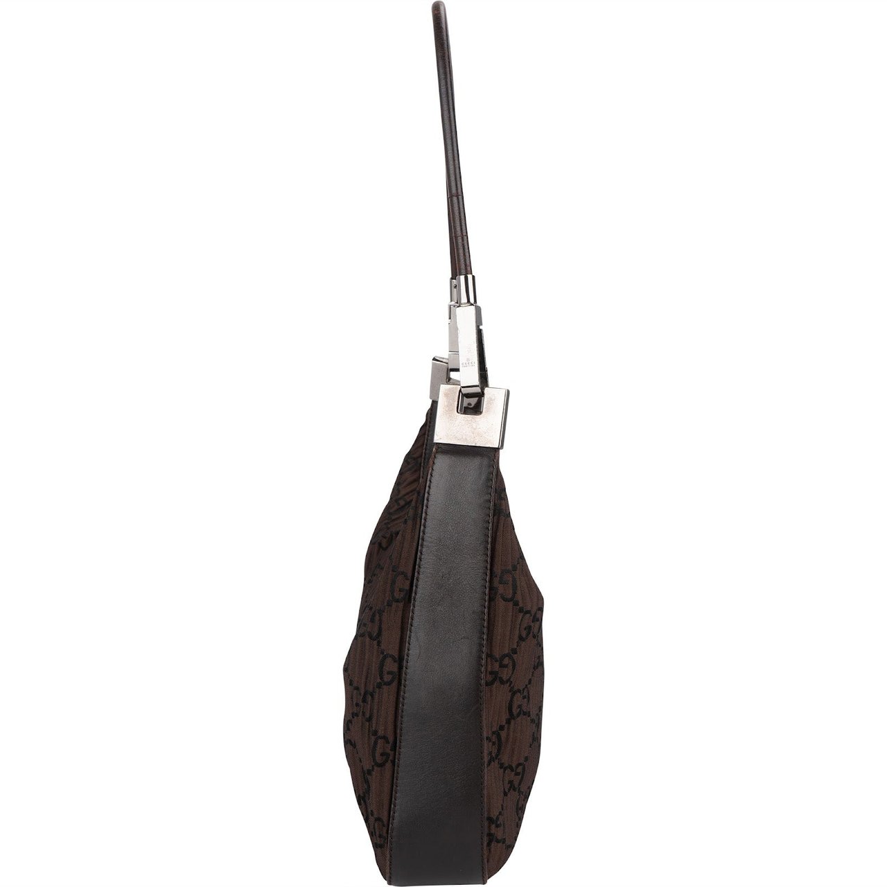 Gucci Monogram Pleated GG Canvas Hobo Shoulder Bag Bruin