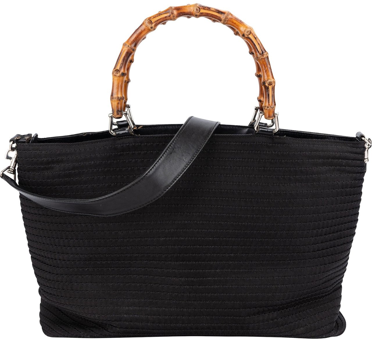 Gucci Bamboo Black Tote Handbag Zwart