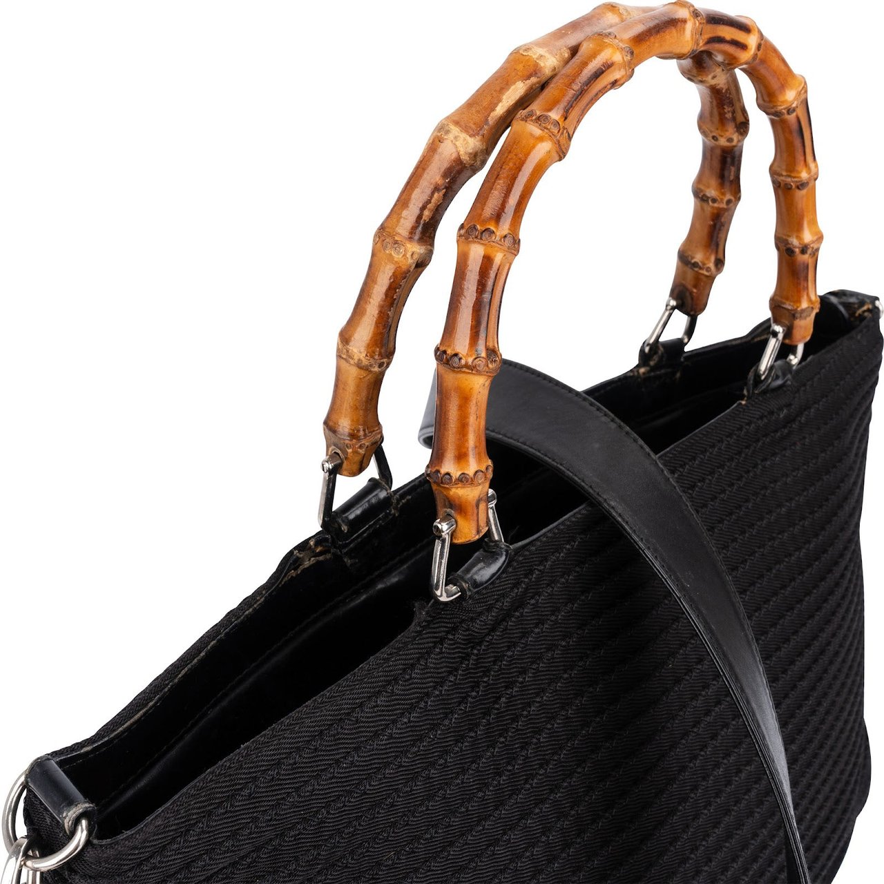 Gucci Bamboo Black Tote Handbag Zwart